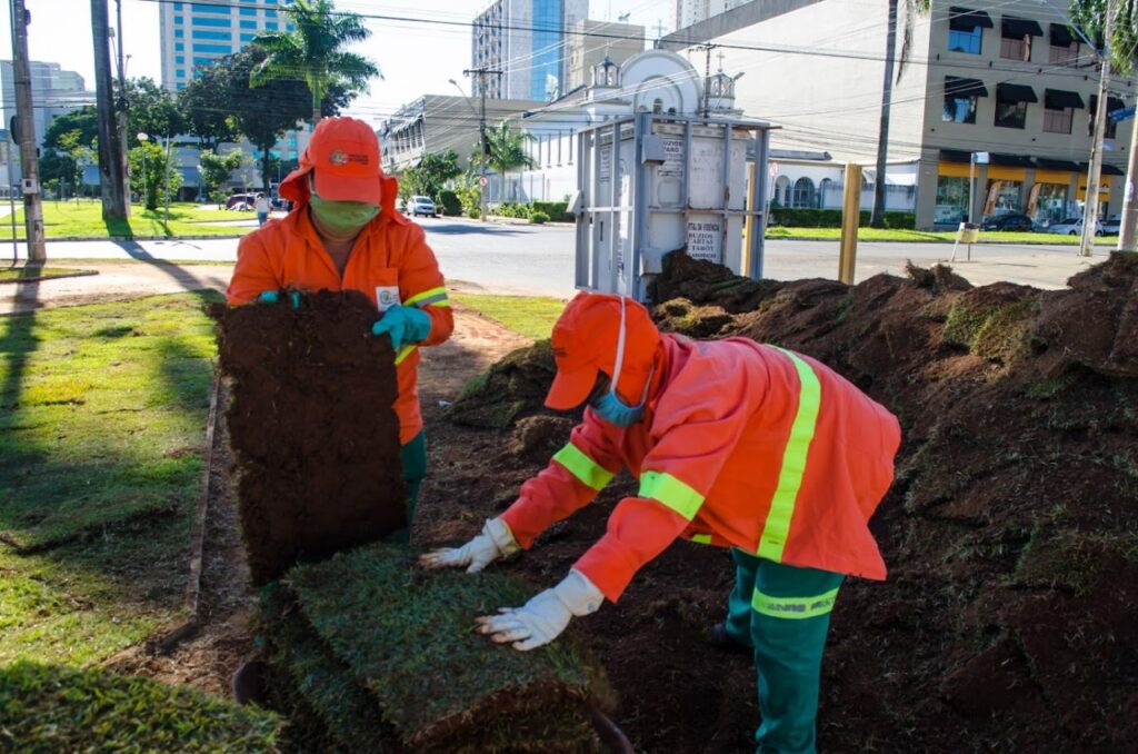 Em três meses, Prefeitura de Goiânia supera 2021 no plantio de grama em praças, avenidas e canteiros