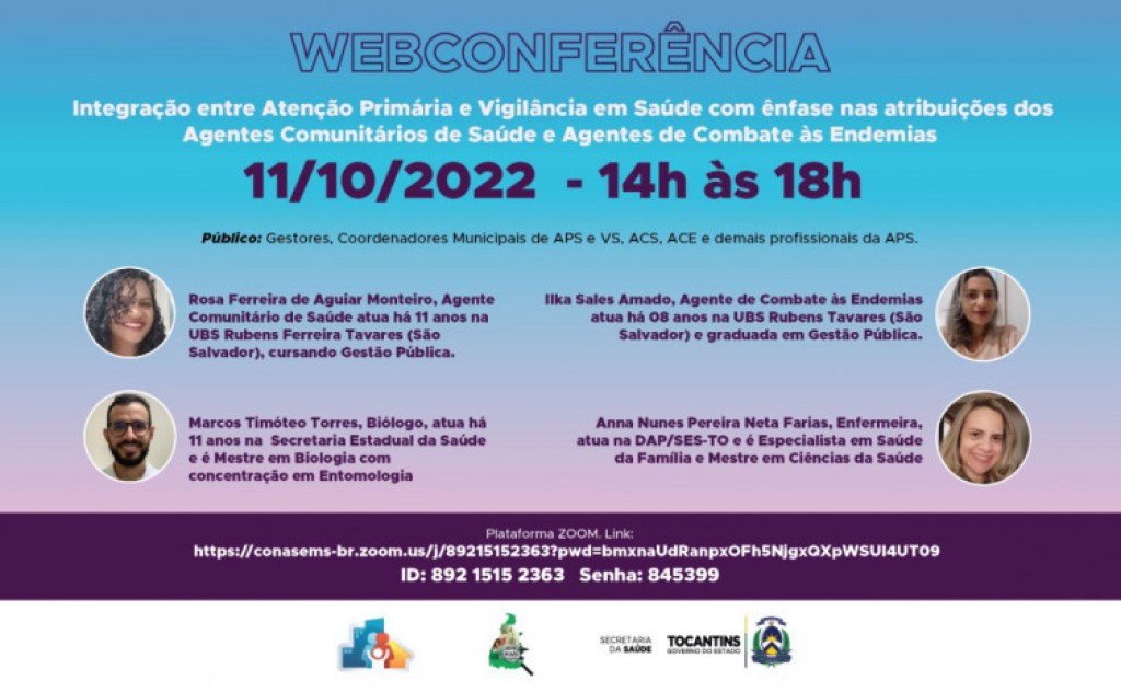 Saúde promove webconferência para integração entre Atenção Primária e Vigilância em Saúde