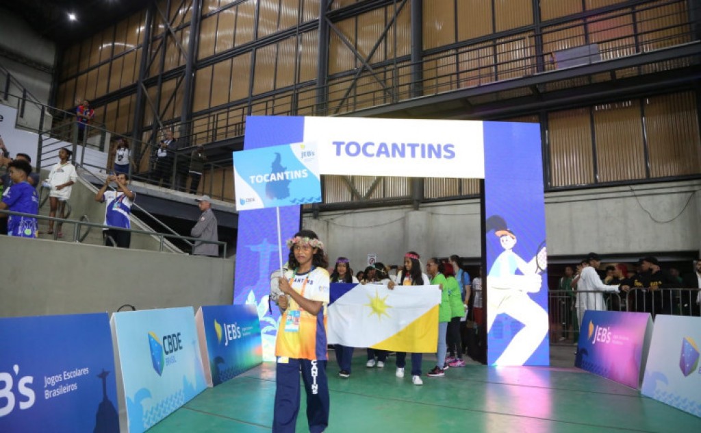 Estudantes-atletas indígenas da etnia Xerente são destaque na abertura oficial dos Jogos Escolares Brasileiros
