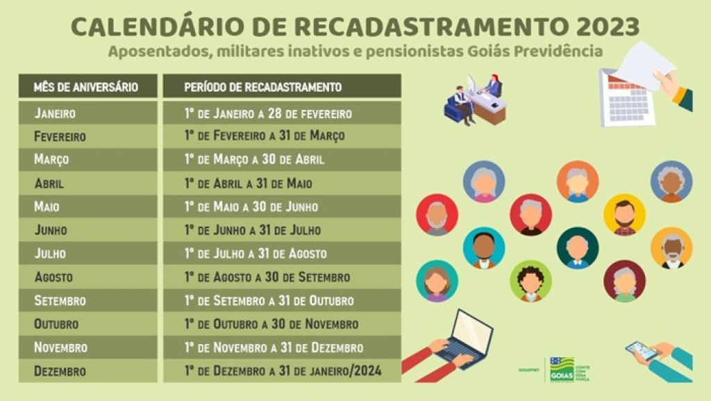 Goiásprev divulga calendário 2023 para recadastramento de aposentados, inativos e pensionistas