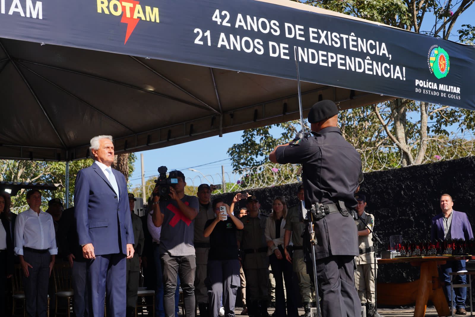 Governador Ronaldo Caiado inaugura novo espaço de treinamento de tiro da Rotam