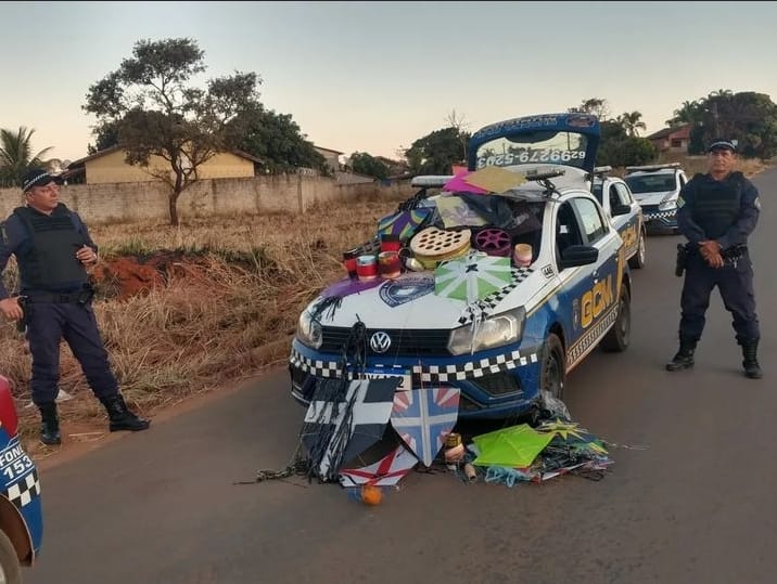 Campanha apreende cerca de mil pipas com carretel de cerol em Aparecida