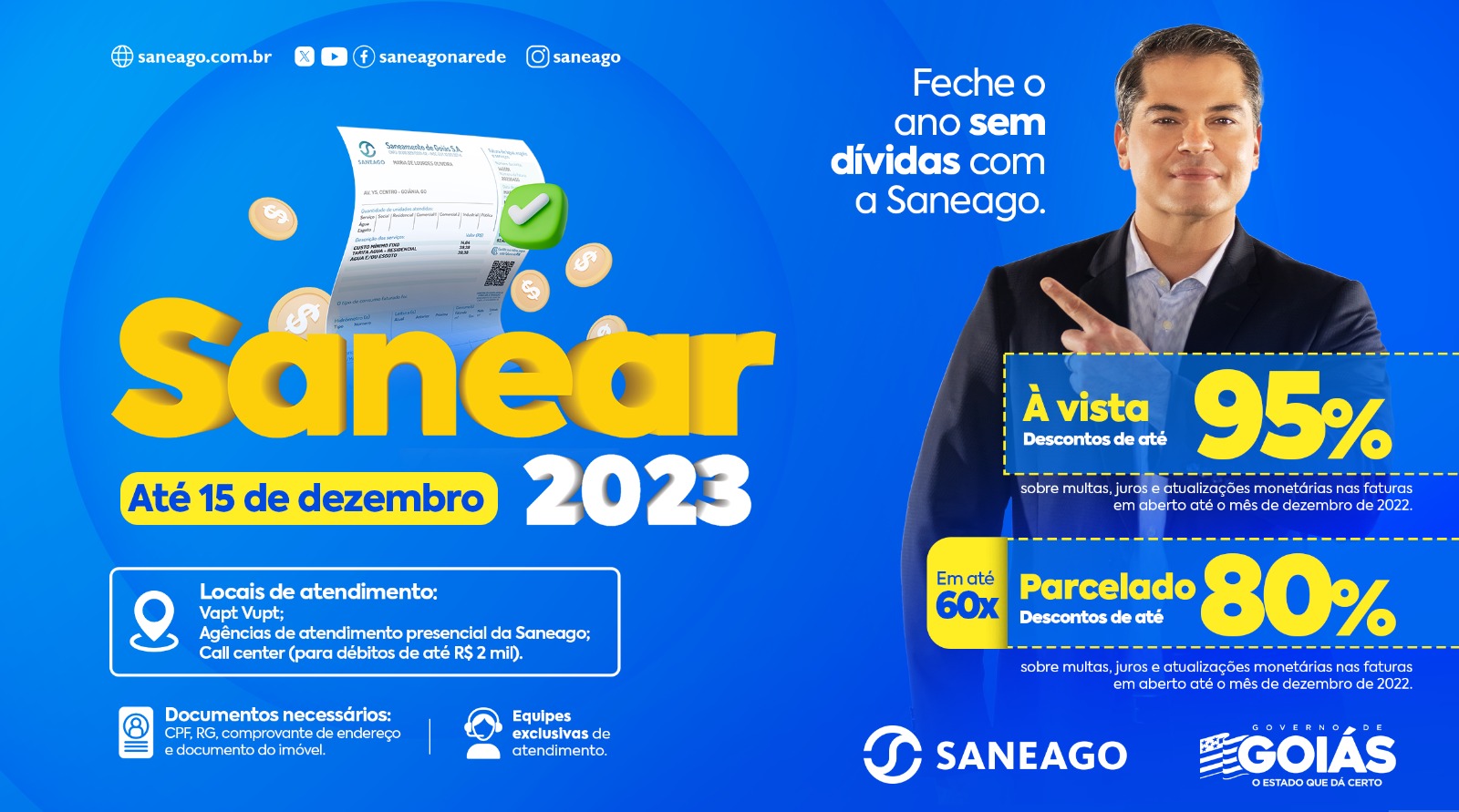 Prazo para renegociação de débitos com a Saneago termina nesta sexta